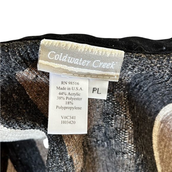 Coldwater Creek Petite Large Jacket Zip Black Brown Leaf Pattern - Picture 10 of 10